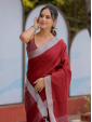 Elegant Maroon Soft Silk Saree with Silver Border