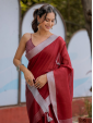Elegant Maroon Soft Silk Saree with Silver Border