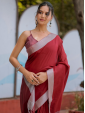 Elegant Maroon Soft Silk Saree with Silver Border