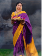 Royal Purple & Mustard Yellow Silk Saree with Golden Border