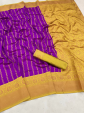 Royal Purple & Mustard Yellow Silk Saree with Golden Border