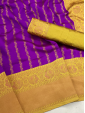 Royal Purple & Mustard Yellow Silk Saree with Golden Border