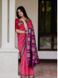 Elegant Pink & Purple Soft Silk Saree with Traditional Border