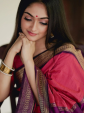 Elegant Pink & Purple Soft Silk Saree with Traditional Border