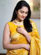 Elegant Mustard Yellow Soft Silk Saree with Golden Zari Border