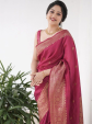 Elegant Rani Pink Soft Cotton Silk Saree with Golden Border