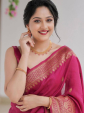 Elegant Rani Pink Soft Cotton Silk Saree with Golden Border