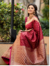 Maroon & Beige Banarasi Style Silk Saree with Traditional Woven Design