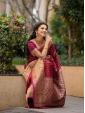 Maroon & Beige Banarasi Style Silk Saree with Traditional Woven Design