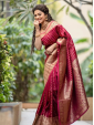 Maroon & Beige Banarasi Style Silk Saree with Traditional Woven Design