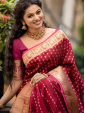 Maroon & Beige Banarasi Style Silk Saree with Traditional Woven Design
