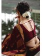 Elegant Wine Red Saree with Golden Zari Border