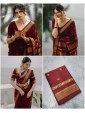 Elegant Wine Red Saree with Golden Zari Border