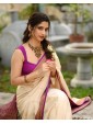 Elegant Cream Saree with Purple Designer Border