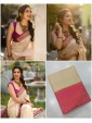 Elegant Cream Saree with Purple Designer Border