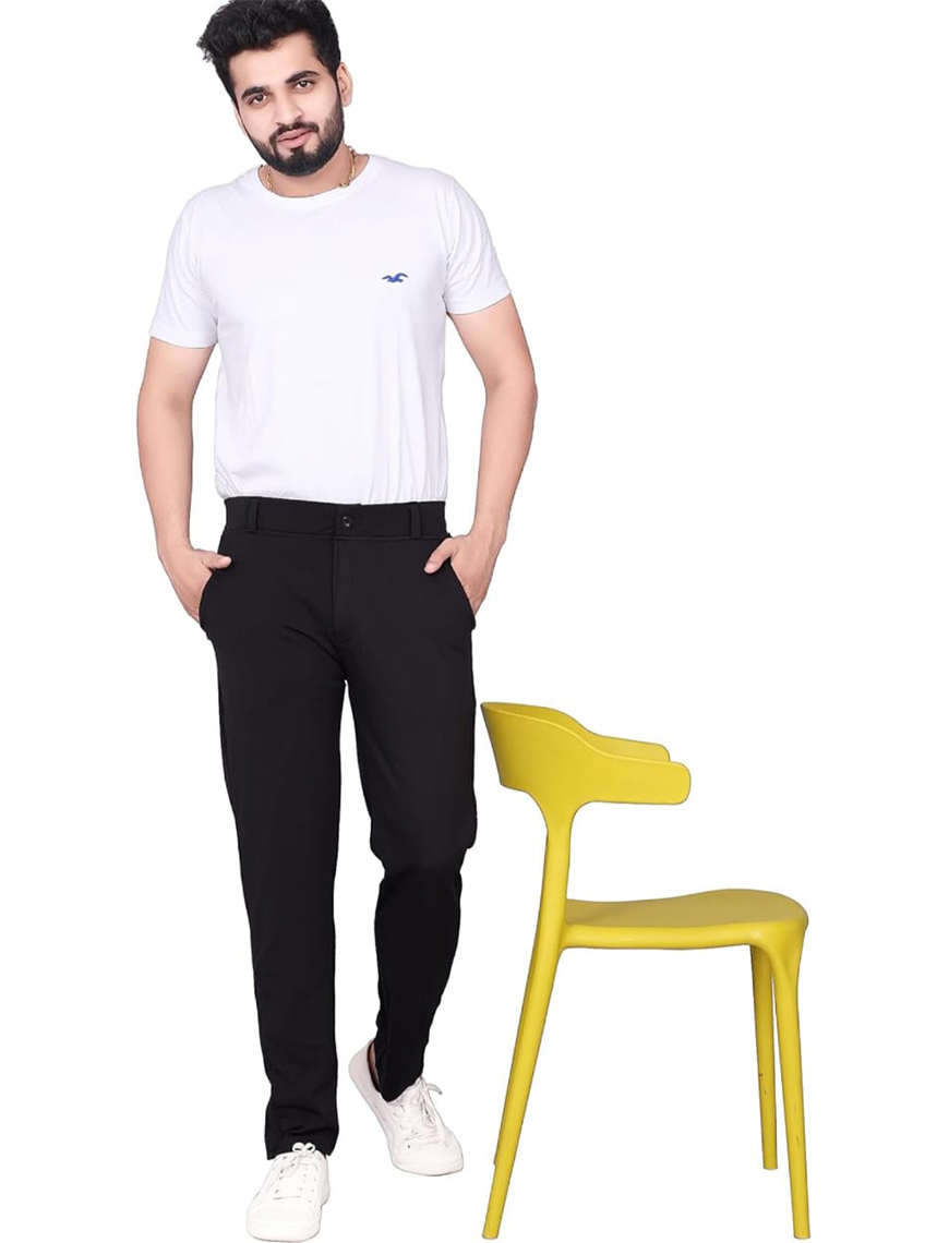 Black Men Lycra Trouser Pent