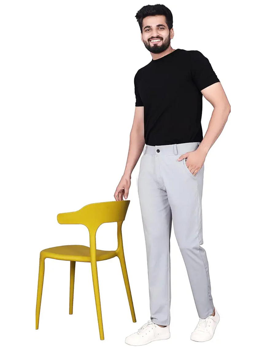 Grey Men Lycra Trouser Pent