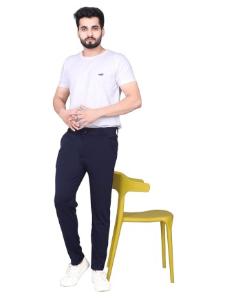 Navyblue Men Lycra Trouser Pent