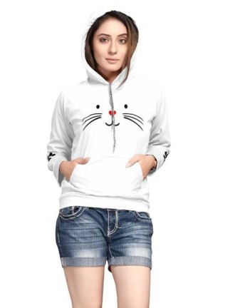 White Cate Hoodi For Girls And Women